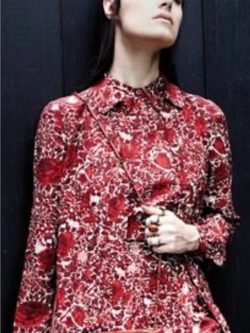 Tory Burch Red and Cream Floral Top